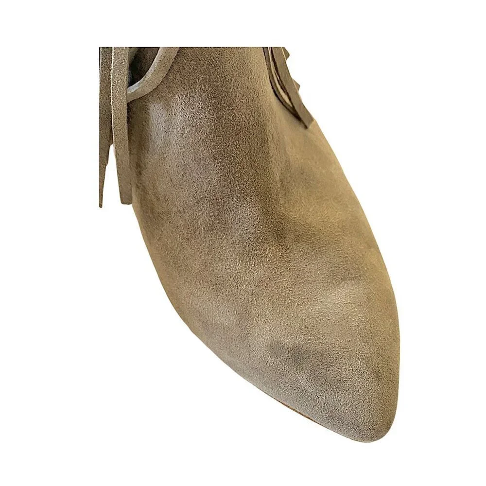 Anine Bing Irmelin Suede Fringe Ankle Boots,  Gray/Taupe,  Size 38EU